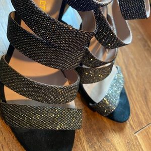 Black and gold straps heels from Solesociety
